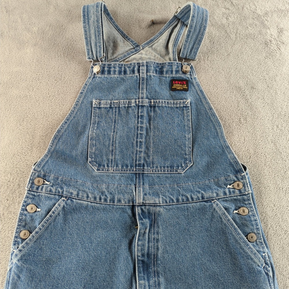 Levis Overalls Mens Medium Blue Light Wash Faded Denim Carpenter Workwear Bib